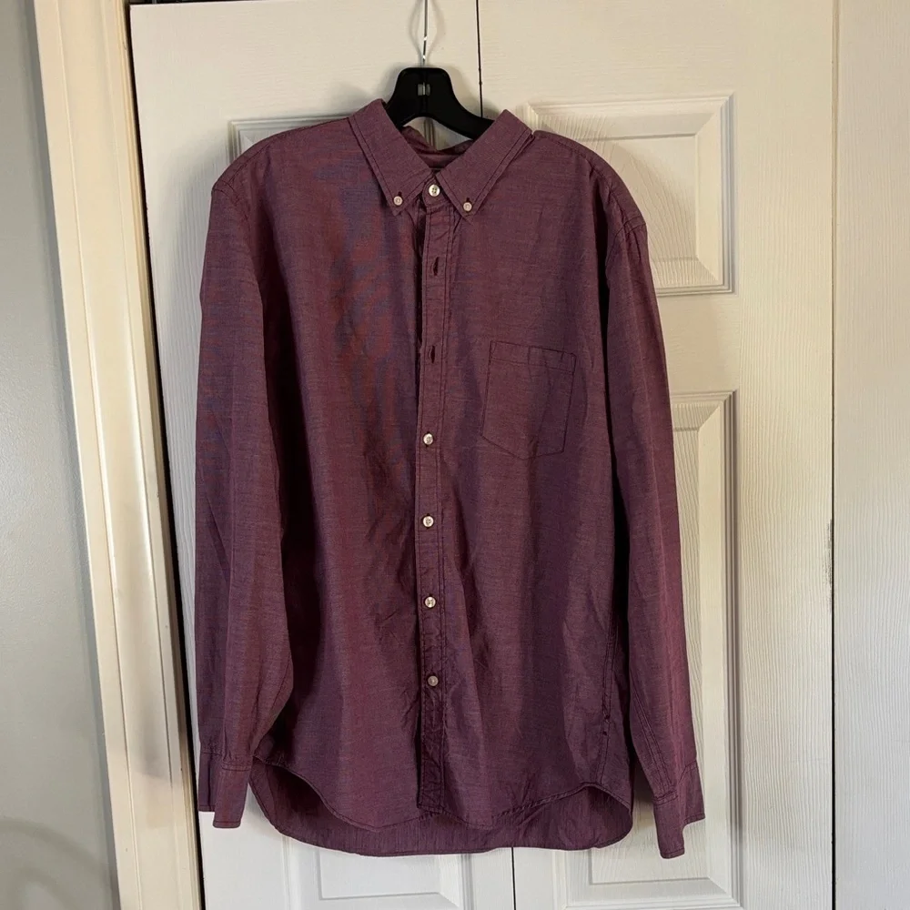 J. Crew Men's Burgundy Button-Down Shirt